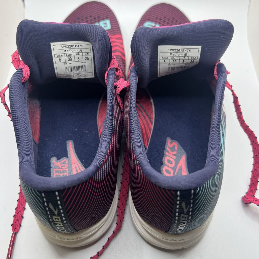 Brooks Women's Running Shoes in Maroon, Pink & Teal - Picture 8 of 10